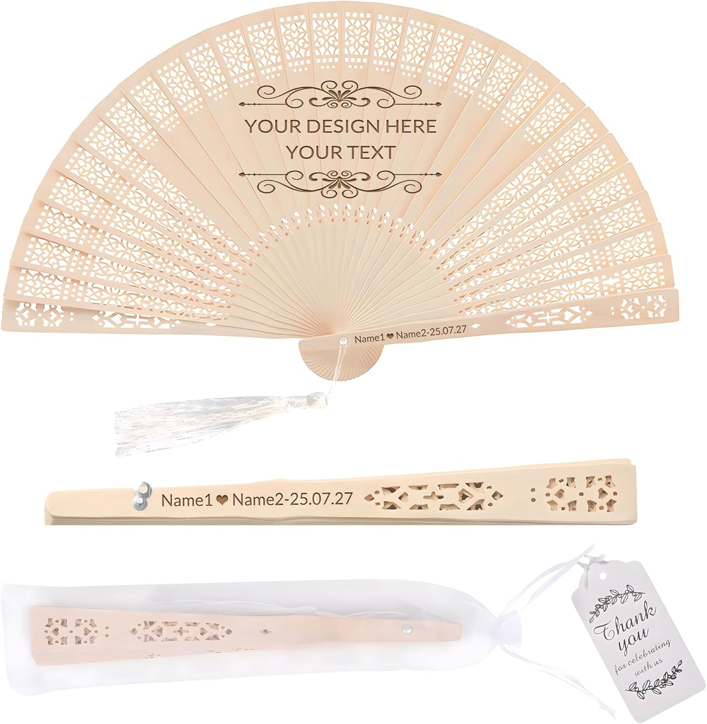 10 PCS Custom Fans Personalized Folding Fans for Line Dancing Wooden Hand Fan Wedding Favors Gift for Guests Personalized Fans for Events