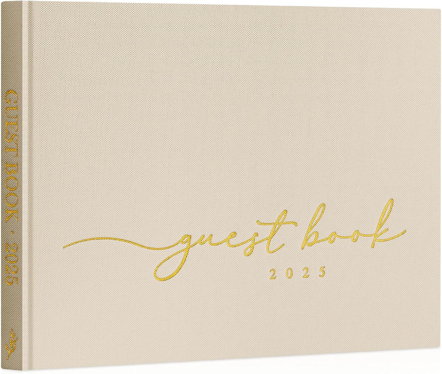 Lanpn Wedding Guest Book 2025 - Linen Hardcover Polaroid Guestbook Wedding Reception with 108 Blank Pages for Sign in and Photos - Guest Book for Wedding Bridal Shower Baby Shower Party (Beige)
