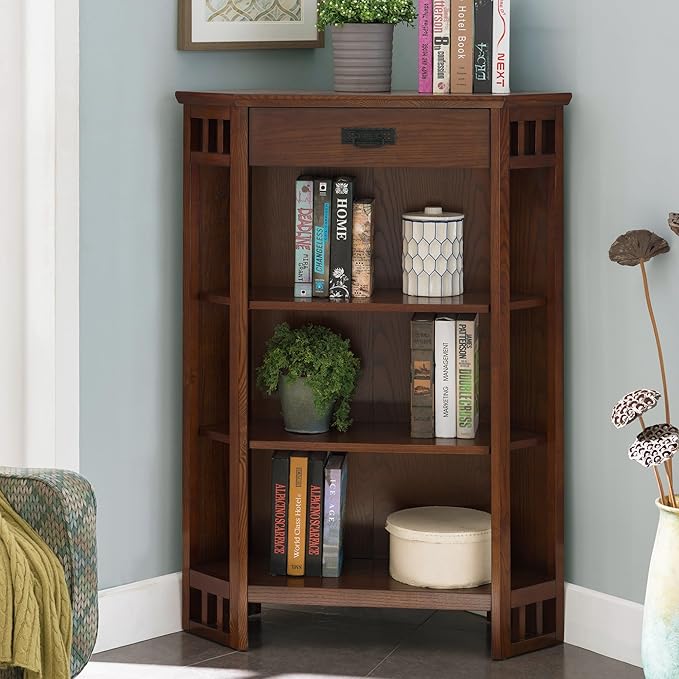 Leick Home 82263 Mission Mantel Height Corner Bookcase - Image 2