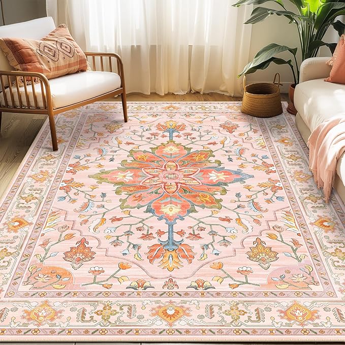 RELEANY Area Rugs 5'x7' Washable Non-Slip, Floral Vintage Distress Print - Image 8