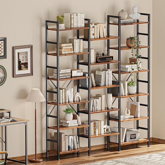 SUPERJARE Triple Bookshelf, Bookcase - Image 7