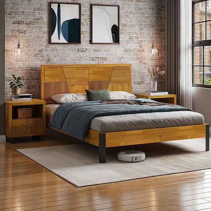 Bme Trapeze Queen Bed Frame – Modern Solid Wood Bed - Image 6