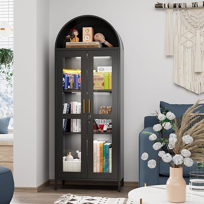 72.83'' Tall Metal Arched Bookcase - Image 7