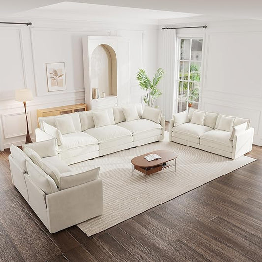 mikibama Luxury Oversized 3 Piece Sofa Set, 2 Pieces of 2 Seater and 1 Piece of by Mikibama