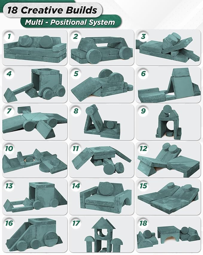 Lunix LX15 14pcs Modular Kids Play Couch, Design-Patent Child Sectional Sofa - Image 7