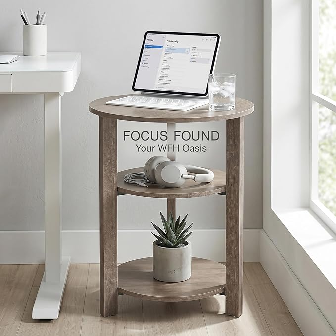 Farmhouse 3-Tier Round Side Table, 17.7 * 21.7 Inch Small End Table - Image 2