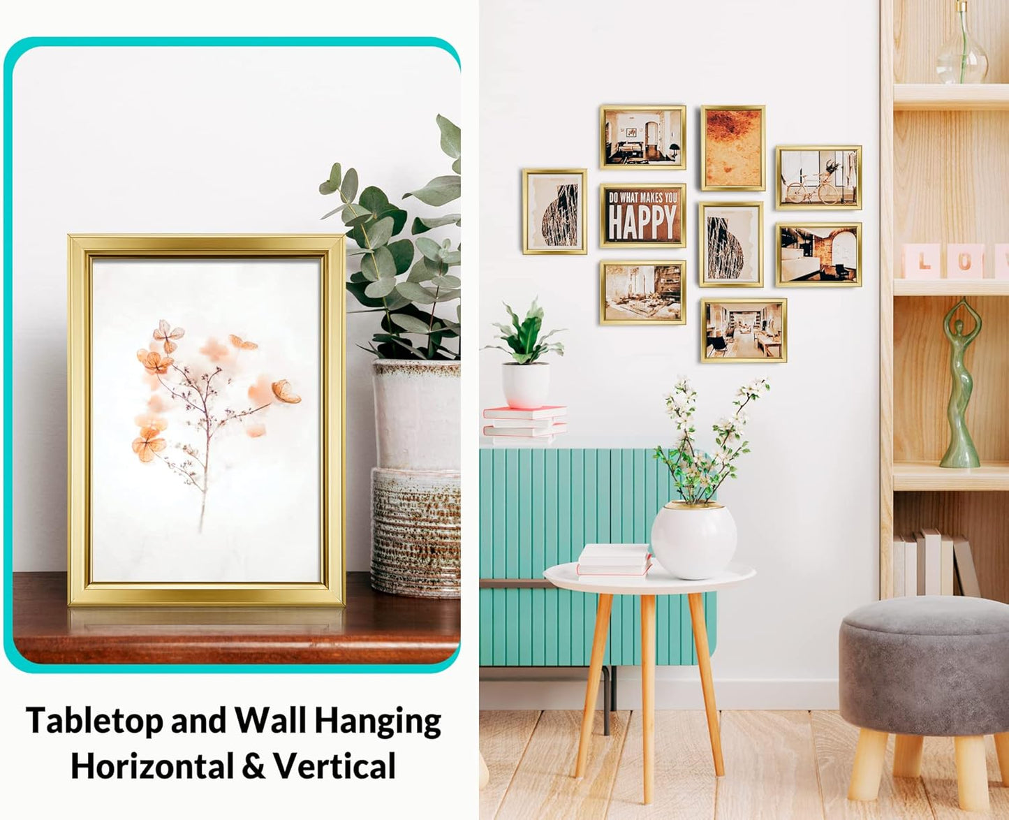 LaVie Home 5x7 Picture Frames (12 Pack, Gold) Simple Designed Photo Frame with High Definition Glass for Wall Mount & Table Top Display, Set of 12 Classic Collection