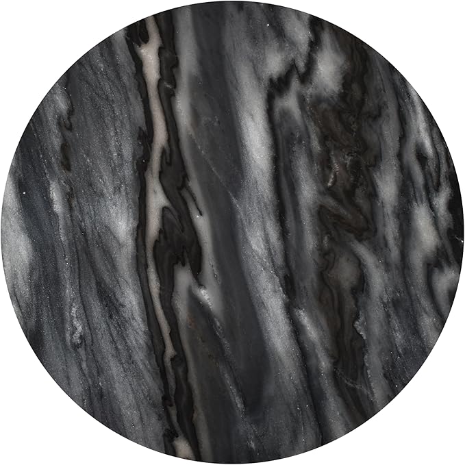 JONATHAN Y Javier Solid Black/Gray Marble End Table, 17.75" Round Modern Accent - Image 8