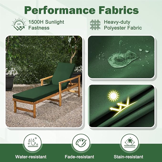 2 Pcs Chaise Lounge Cushions Outdoor Set of 2, Outdoor Chaise Cushion - Image 5