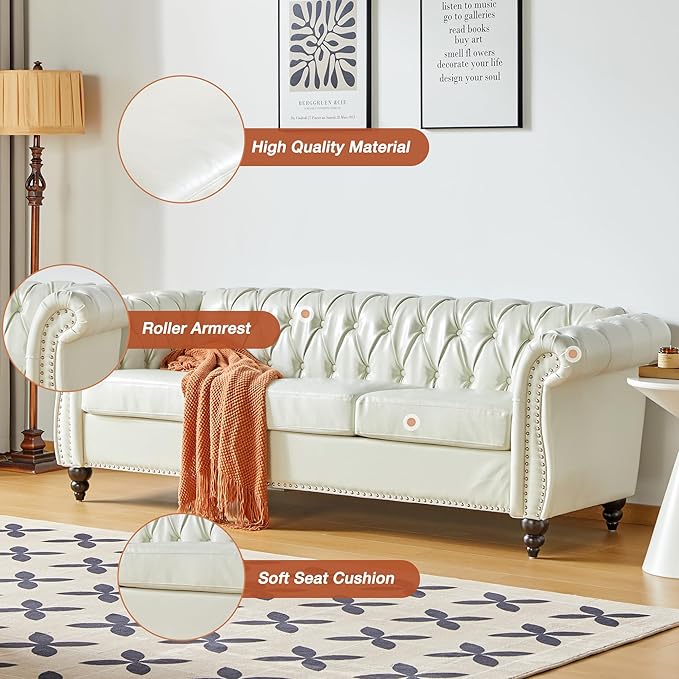 QHITTY 3 Piece Living Room Set, Sectional Chesterfield Sofa Chair Contemporary - Image 3