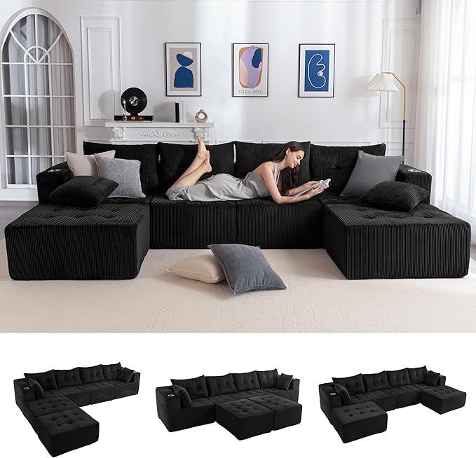 MAXYOYO 129.5" Modular Sectional Sofa Couch, U Shaped Modern Cloud Couch by MAXYOYO