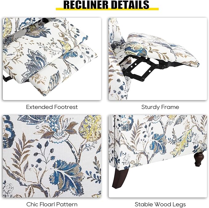 Upholstered Wingback Recliner Chair - Image 7