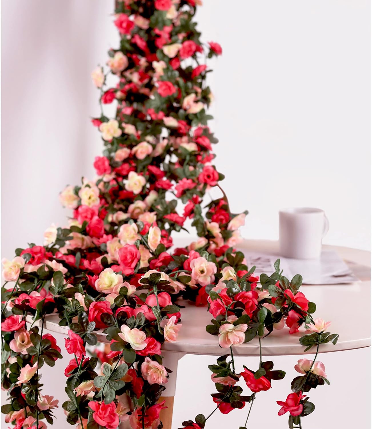 Miracliy 16 Pack 131 FT Flower Garland Decorations Plastic Artificial Flowers for Wedding Decoration Photo Booth Backdrop