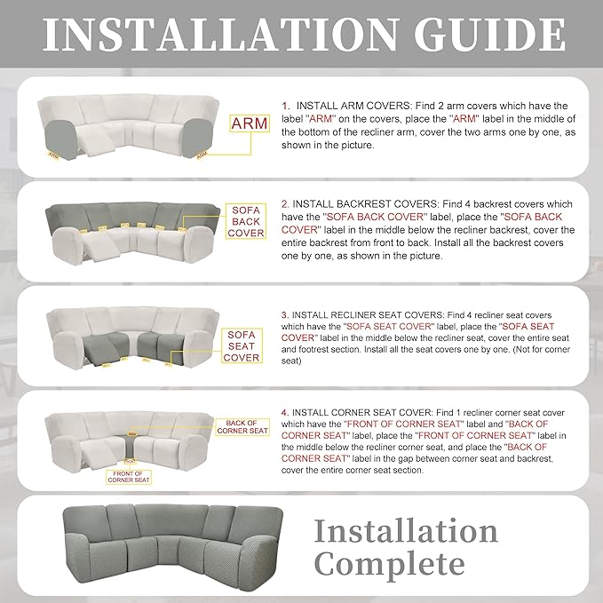 100% Waterproof Sectional Recliner Couch Covers - Image 7