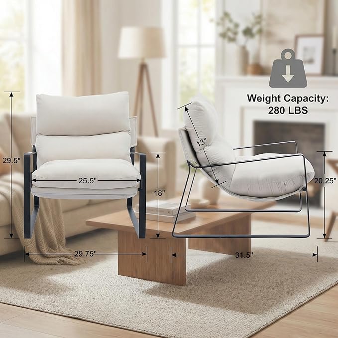LukeAlon Modern Linen Accent Armchair, Upholstered Soft Living Room Chair - Image 10