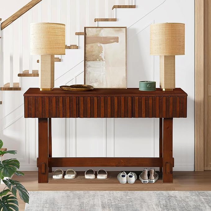 52" Wood Console Table for Entryway, Modern Sofa Table by HanStrong