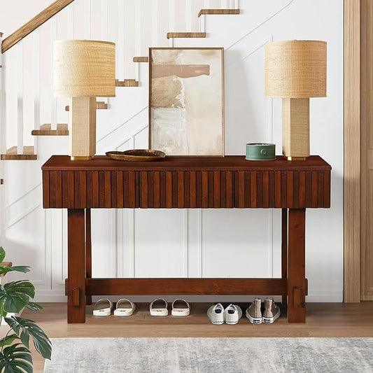 52" Wood Console Table for Entryway, Modern Sofa Table by HanStrong