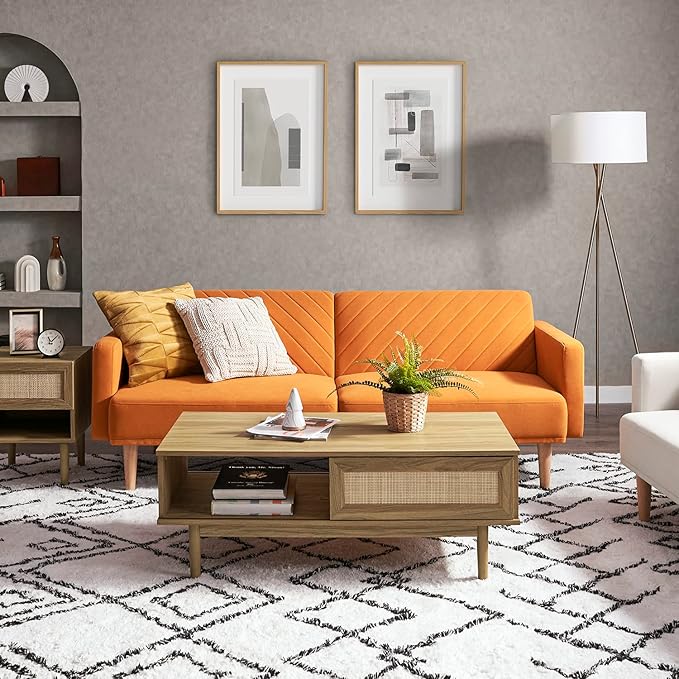 mopio 76.4" Futon Sofa Bed, Sleeper Sofa, Mid Century Modern Futon Couch - Image 3