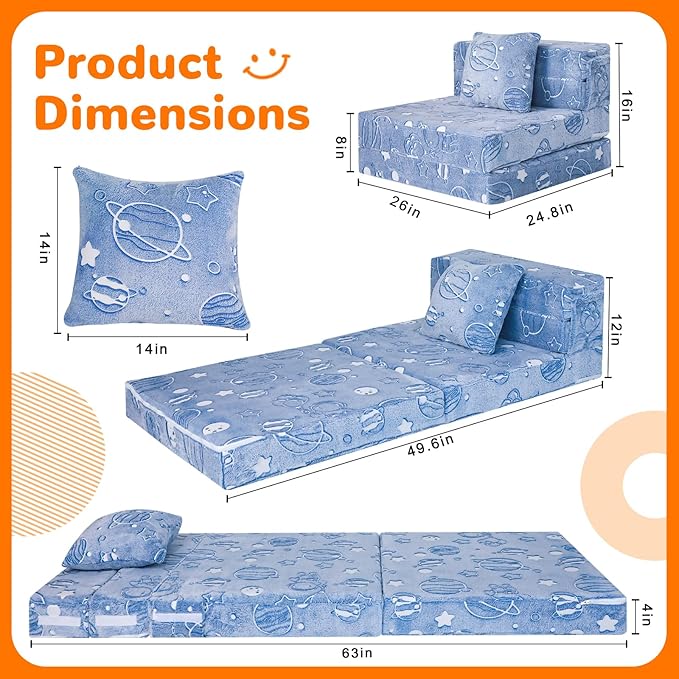 MeMoreCool Glow Space-Themed Tri-fold Sofa Bed - Image 5
