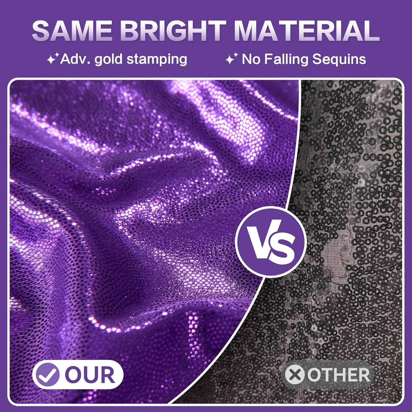 gogoparti 20x10FT Purple Sequin Backdrop Curtain - 4 Panels of 5x10FT Wrinkle-Free Glitter Drapes for Photography, Birthdays, Weddings & Graduations