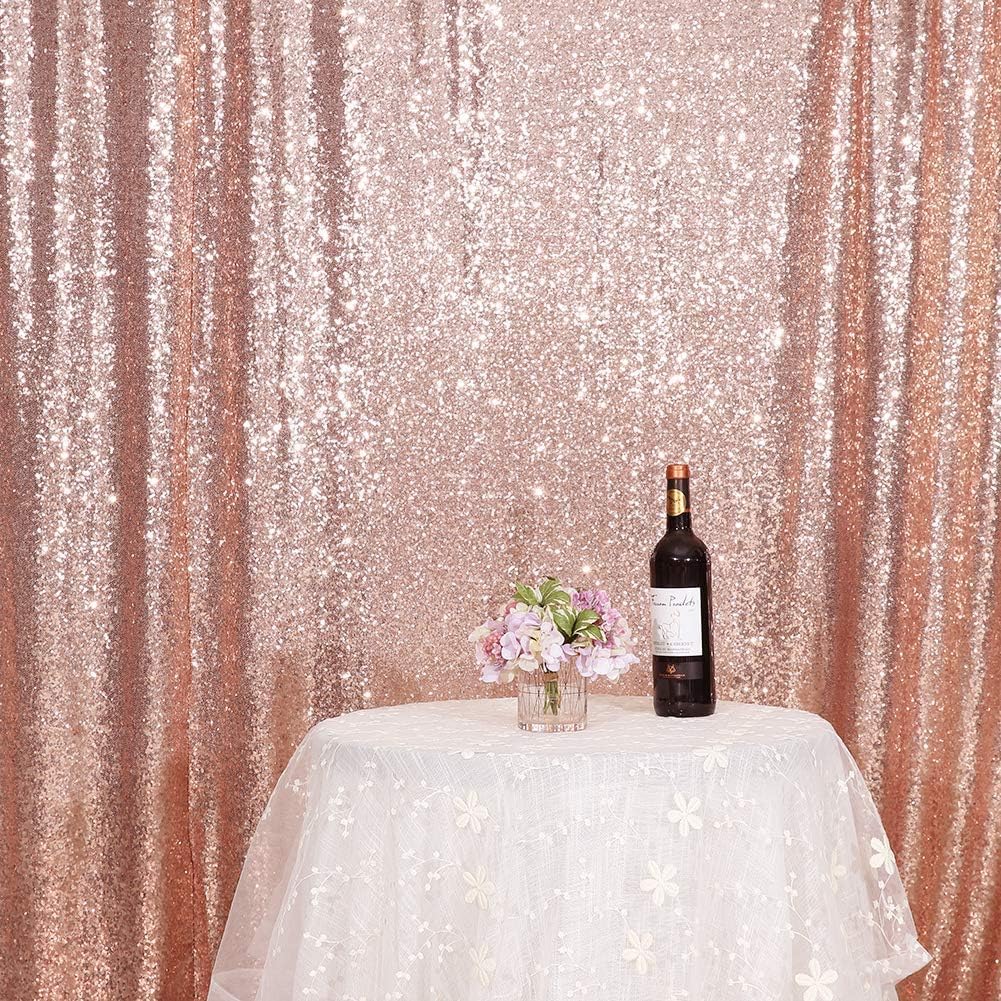 Eternal Beauty Rose Gold Sequin Backdrop, 20x10 Ft Glitter Background Curtains for Shimmer Photography Party Wedding Birthday Back Drop Decor