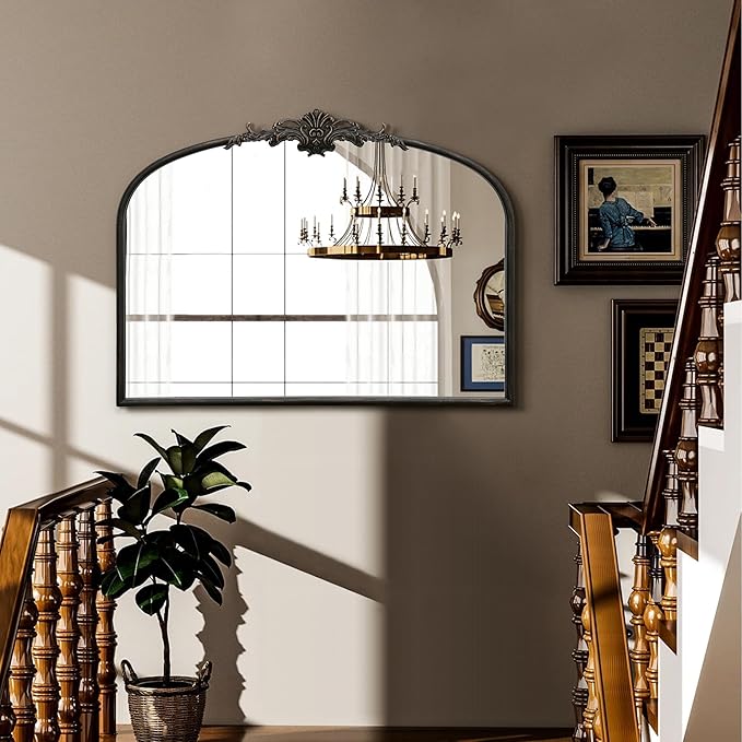Besdomus Vintage Arched Black Mirror: 32"x24" French Large Black Vintage Wall - Image 5