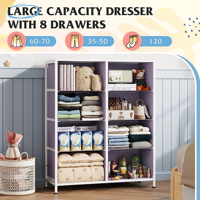 WLIVE Fabric Dresser for Bedroom, Tall Dresser - Image 4