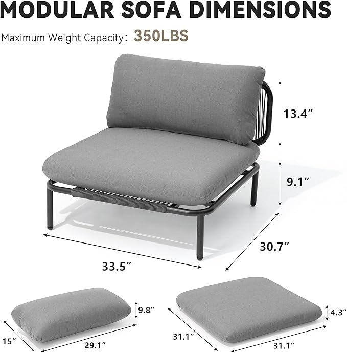 Crestlive Products Outdoor Patio Furniture Set, 4 Seater Modular Oversized - Image 8