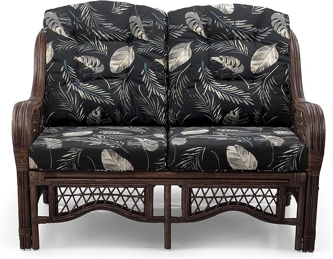 Malibu Lounge Loveseat Sofa Natural Rattan Wicker Handmade Design, Dark Brown - Image 3