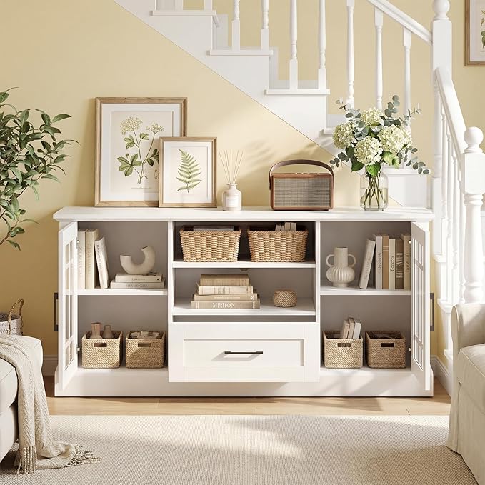 Giantex Farmhouse TV Stand for 65/70 Inch TV, Tall Entertainment Center - Image 4
