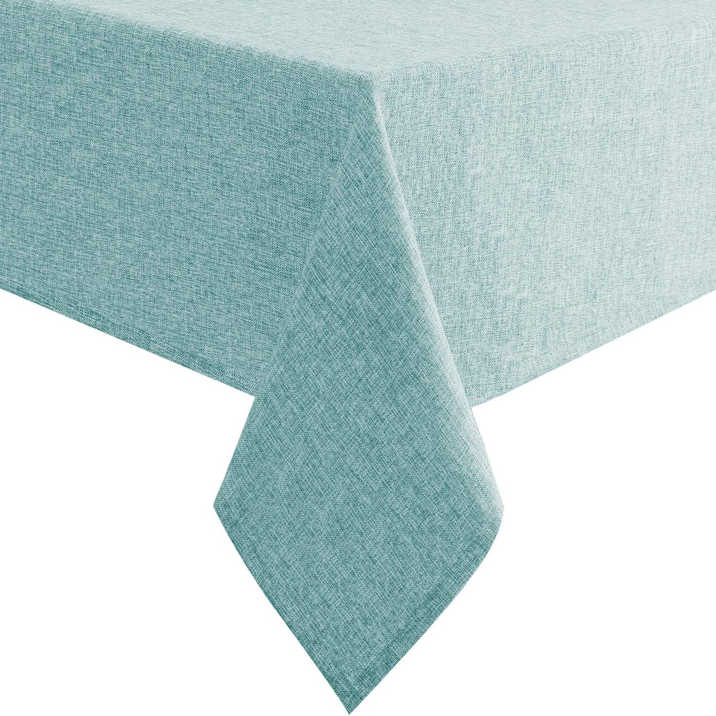 Hiasan Faux Linen Rectangle Tablecloth - Wrinkle and Stain Resistant Washable Table Cloth for Kitchen Dining Room Holiday Table Cover for Party Dinner, Aqua, 54 x 80 Inch