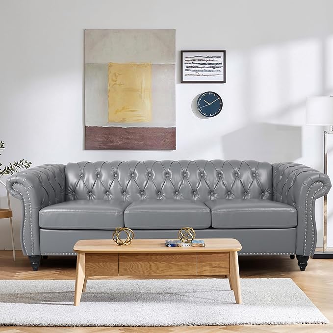 QHITTY 3 Piece Living Room Set, Sectional Chesterfield Sofa Chair Contemporary - Image 7