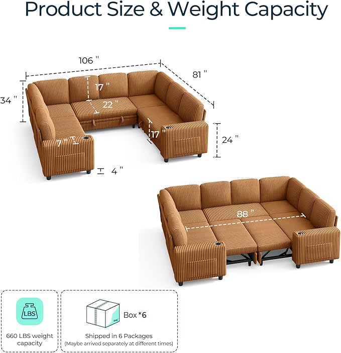 LINSY HOME Sectional Sleeper Sofa - Image 2