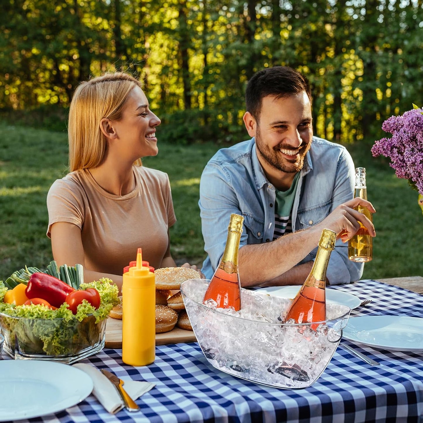 Ice Buckets for Parties (5.5L) 2pcs Ice Buckets, Clear Acrylic Champagne Bucket, Drinks Beverage Tub for Cocktail Bar, Wine, Beer, Soda