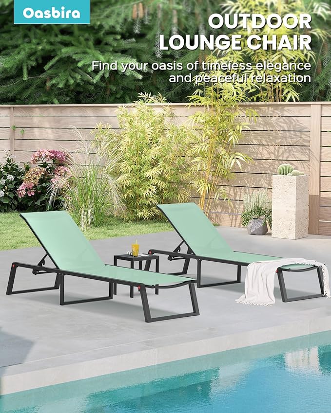 Aluminum Chaise Lounge Chair Outdoor, Foldable& No Assembly Patio Pool Lounge - Image 6