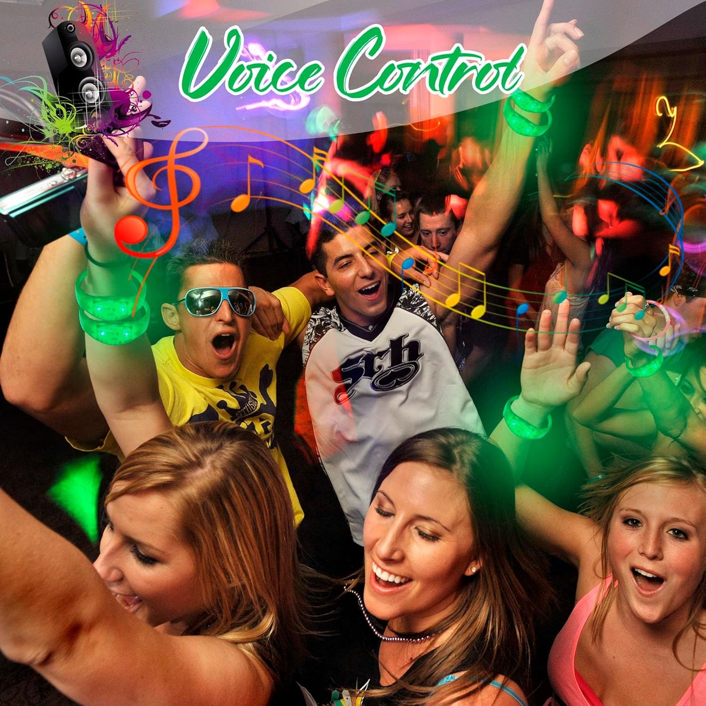 100 Pcs LED Bracelets Sound Activated with Flashing LED Strobe Music Control Light Up Bracelets for Rave, Game Prizes, Birthday Party Favor,Valentine's Day gift