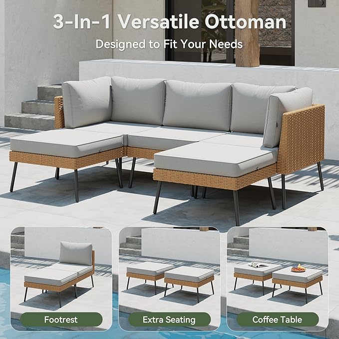 Aoxun 10 Piece Patio Furniture Set, 10 Seats Outdoor Sectional Sofas - Image 6