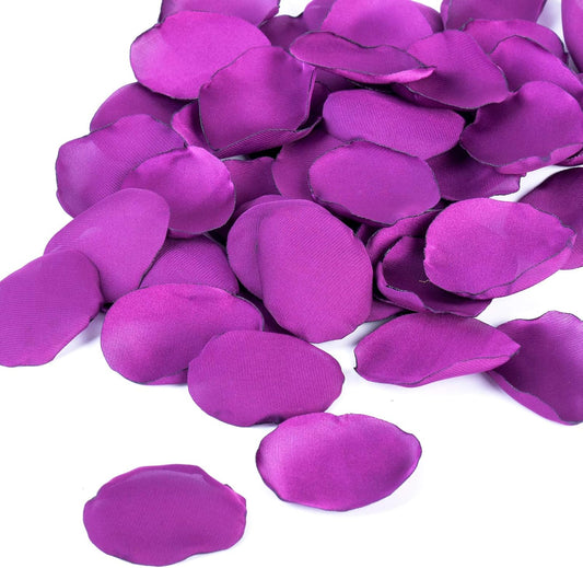 Purple Silk Rose Petals 300pcs Reusable Realistic Fake Flower Petals for Wedding Flower Girl Basket Party Table Centerpieces Anniversary Valentines Decoration(Violet)