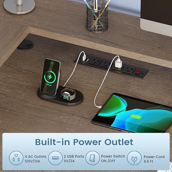 SEDETA 66" L Shaped Desk with Power Outlet, Reversible Home Office Computer - Image 7