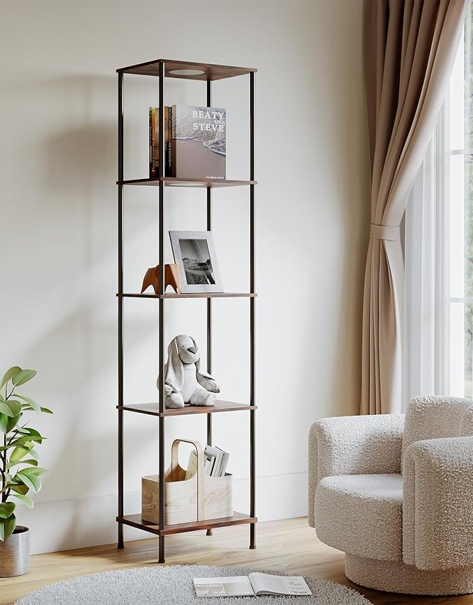 Display Shelf with RGBW Light, Color Changing Curio Cabinet Floor Lamp with - Image 8