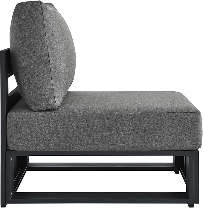 Modway Tahoe Aluminum Armless Patio Gray Charcoal Modular Weather-Resistant - Image 4