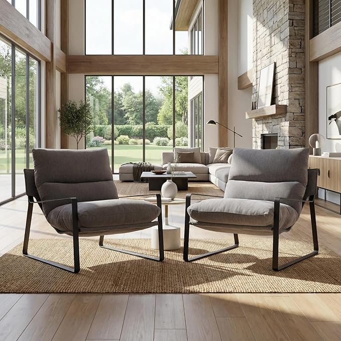 LukeAlon Modern Linen Accent Armchair, Upholstered Living Room Chair - Image 9