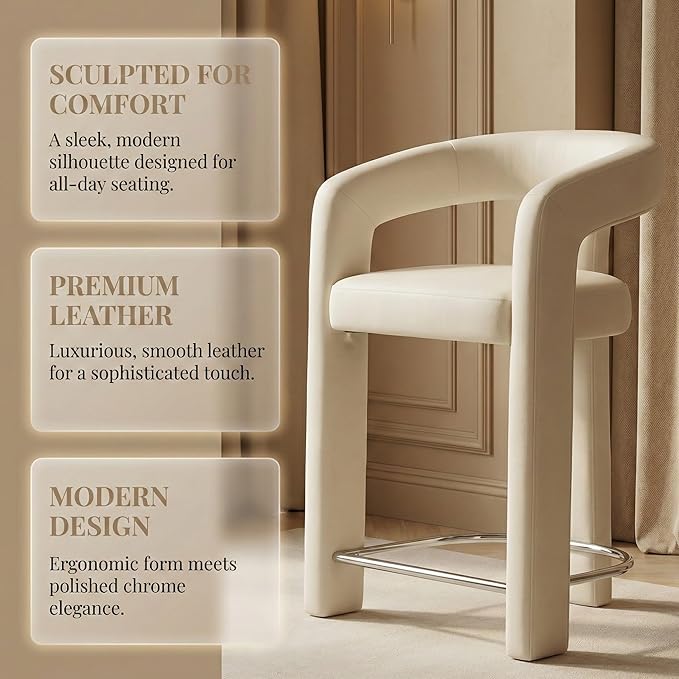 HNY 26 Inch Velvet Modern Tall Barrel Bar Stools Set of 3, Upholstered Barstools - Image 5