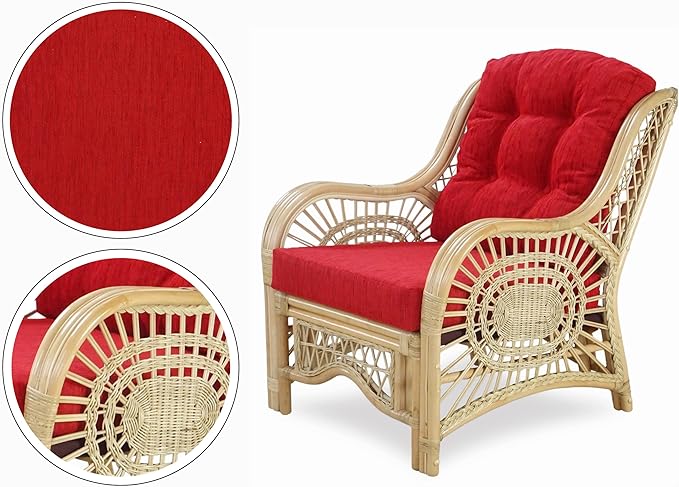 Malibu Lounge Living Accent Armchair Natural Rattan Wicker Handmade Design - Image 3