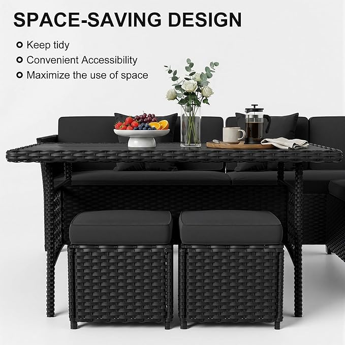 LOUVIXA 7 Pieces Patio Furniture Set, Outdoor Patio Furniture, Wicker - Image 4