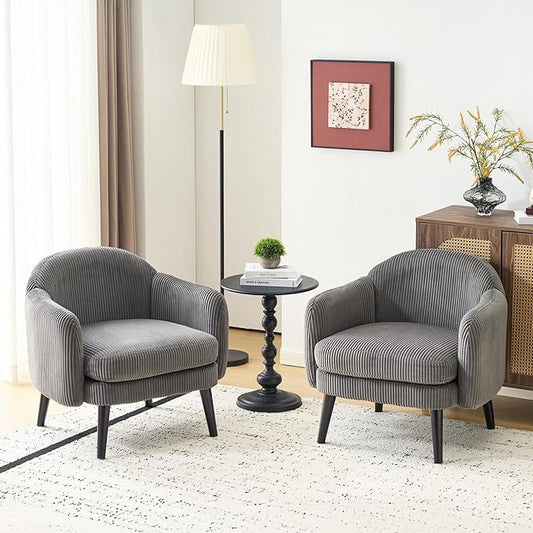 VINGLI 30.3" Wide Modern Barrel Accent Armchairs Set of 2 by VINGLI