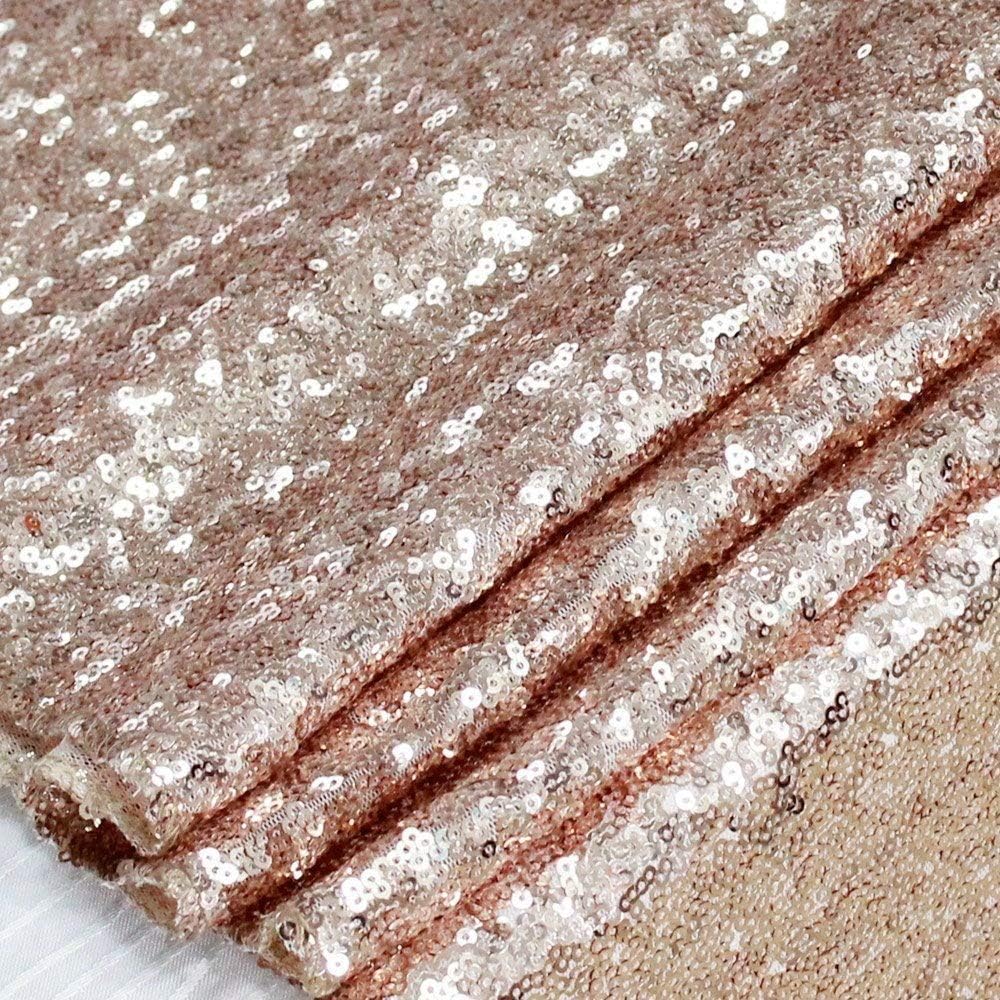 QueenDream Sequin Tablecloth 90"x132" Champagne Blush Party Tablecloth Rectangular Seamless Sequin Table Cloth Glitter Wedding Birthday Bridal Shower Decorations