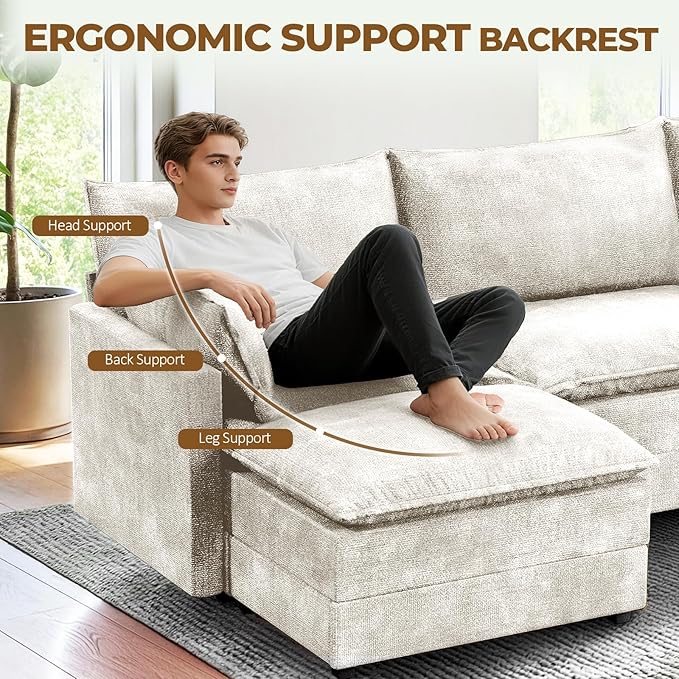 LEVELEVE 147" U-Shape Modular Sofa - Image 7