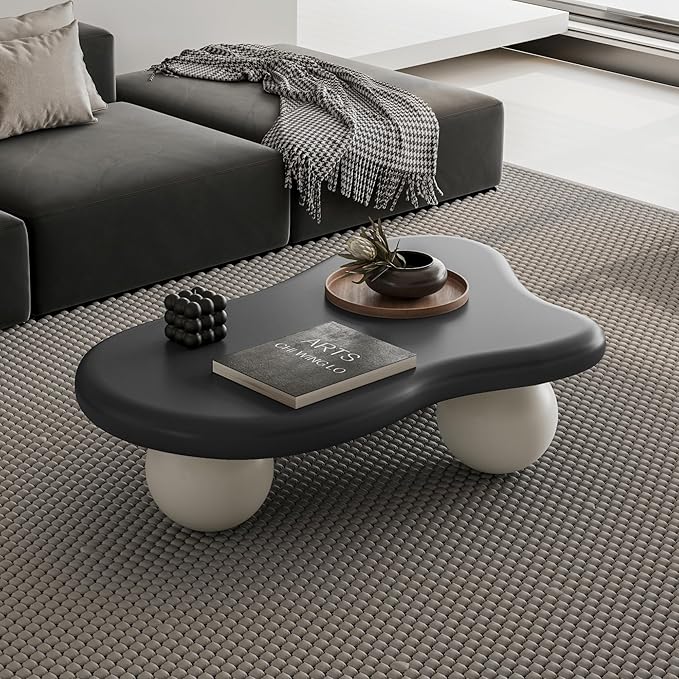 40” Cloud Coffee Table with 3 Ball Legs, Modern Irregular Center Table - Image 3