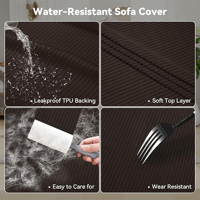 Waterproof Chair Cover with Arms 2-Piece Set Striped Slipcover - Image 3